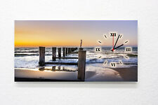 Panorama Dibond Photo Horloge Murale Mer Baltique Au Coucher Du Soleil (10 C)