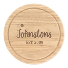 Personnalisé En Bois Découper Fromage Tableau Rond 25cm Nom The Johnstons