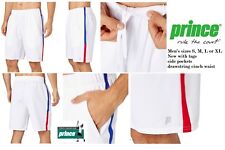 Prince Men’s Colorblock Woven Polyester Tennis Shorts In White, Red And Blue Nwt