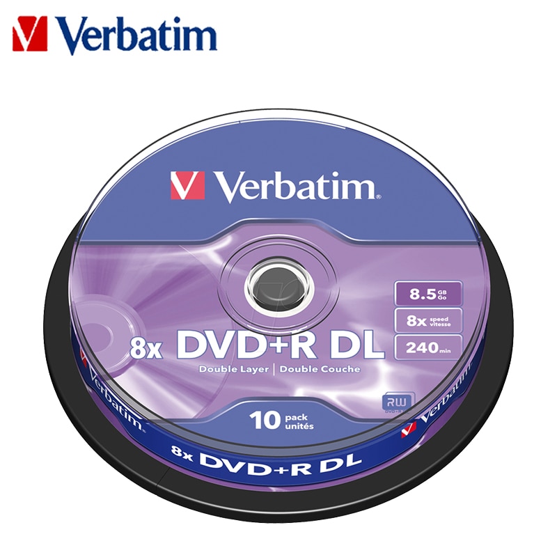 productspro verbatim dvd drives10pk broche dvd + r dl 8.5gb8x bluray disques cd vierges double couche support enregistrable lot disques compacts lotes