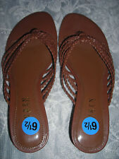 Ralph Lauren Womens Brown Braided Strappy Leather 2 Inch Heels Shoes 6.5 Medium