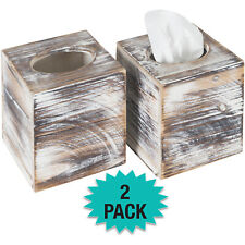 Rustic Torched Barnwood Tissue Box Cover: Tissue Cube Box (pack Of 2)