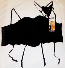Shirley Of Hollywood Black Boostier Corset Top And G-string 32 Nwt Sexy Teddy 