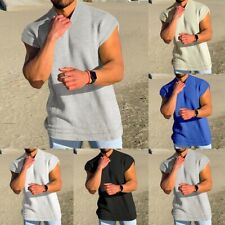 T-shirt Homme Sans Manches Gilet à Réservoir Solide Sans Manches Fitness Gymna