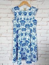 Taille De La Robe Lindy Bop Pour Femme D44 Motif Floral Blanc Bleu