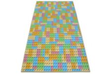 Tapis Pour Enfants Lego Largeur 100-400 Cm Bloc Blocs Jaune, Bleu, Rose, Vert