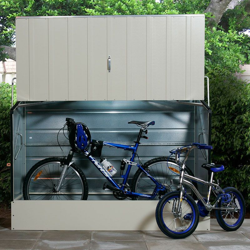 trimetals 6'4 x 2'9 metal bike shed - cream (1.95m x 0.88m) red