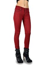 Tripp Black Red Railroad Stripe Jean Pants Moto Metal Skinny Goth Emo Is6235p