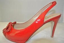 Valentino Red Patent Peep Toe Platform Slingback Pump Shoe Sz:39 New