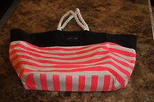 Victorias Secret Swim Tote 2016 Beach Bag Pink White Stripes Rope Handles - Nwot