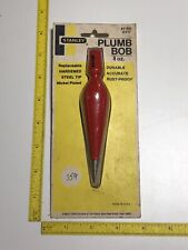 Vtg Red Stanley Plumb Bob 8oz Rust Proof Nickel Plated Nos Carpenters Tool New