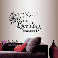 Wall Vinyl Decal A True Love Story Quote Phrase Hearts Sticker Home Decor 12