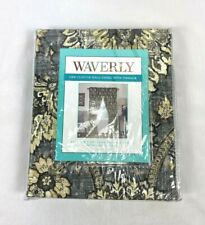 Waverly Clifton Hall Flax Black Floral Rod-pocket Tie-back Curtain Panel,52